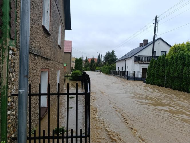 Zagrożenie powodziowe. Głuchołazy. Woda przelała się przez wały. Zalewa miasto