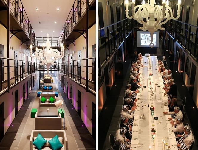 Bankiet w dawnym więzieniu przebudowanym na hotel - kostium "więzienne" obowiązkowe. Fot. www.hetarresthuis.nl
