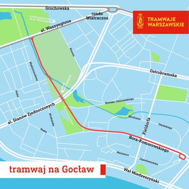 Tramwaj na Gocław – mapa