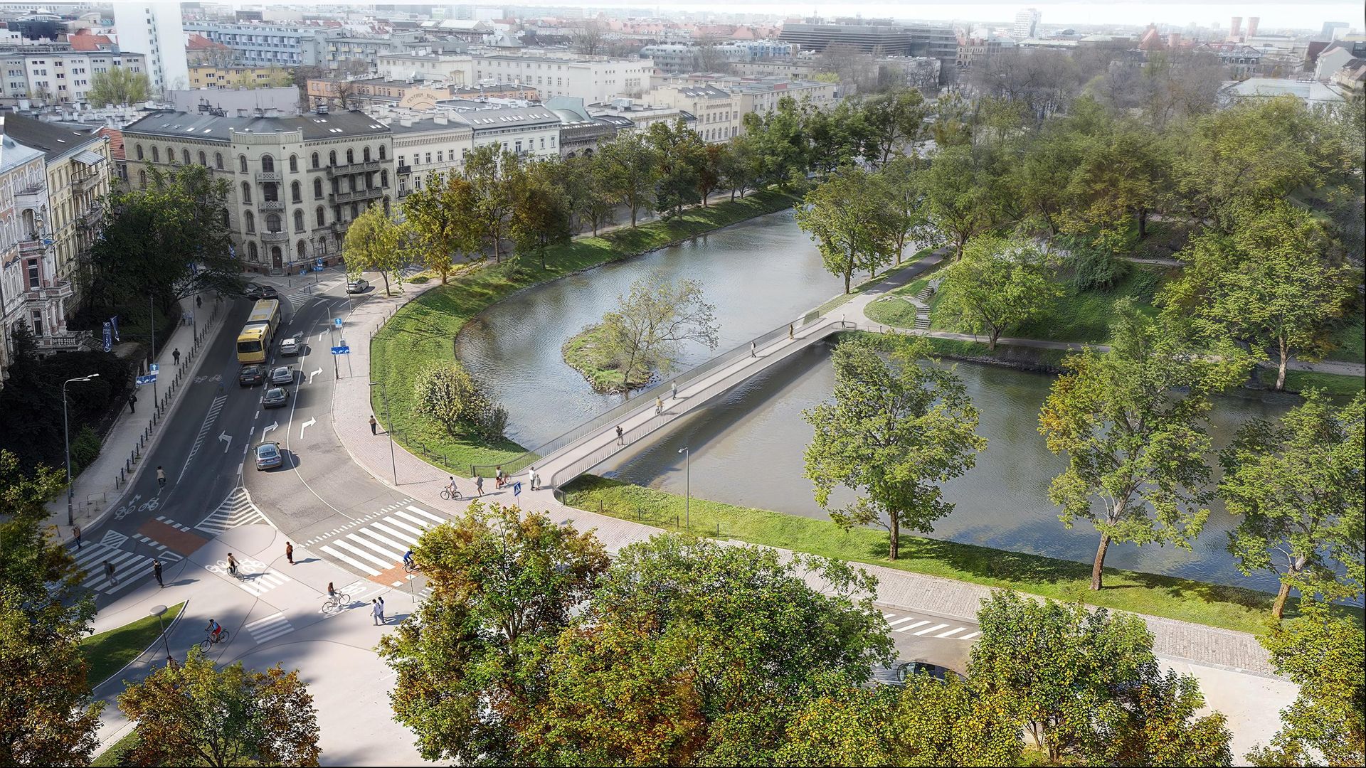 Wizualizacje Kładki Łąbędziej we Wrocławiu