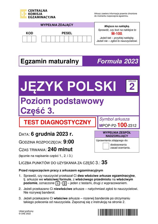 Matura próbna 2024 polski. Arkusze CKE i odpowiedzi. Poziom podstawowy