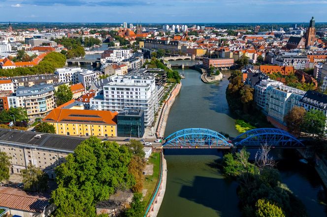 Kępa Mieszczańska we Wrocławiu - widok z drona