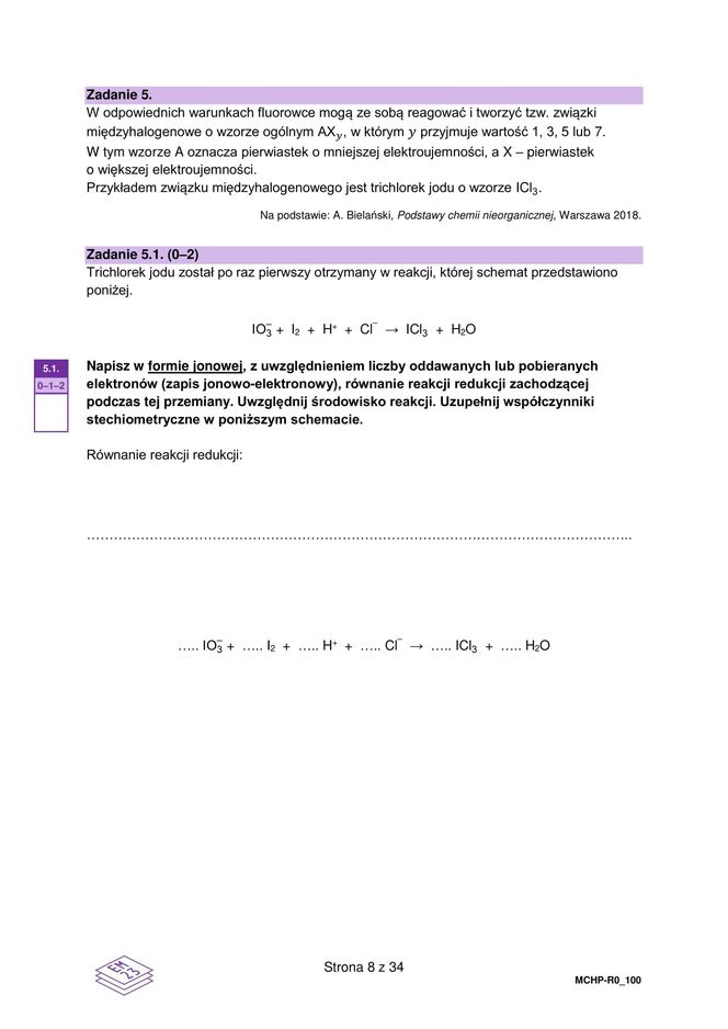 Matura 2025 chemia rozszerzona - arkusz CKE 16.05.2025 - Formuła 2023