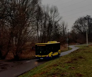 Kalisz. Nie ma pętli, więc autobus musi zawracać na ścieżce sportowo-rekreacyjnej 