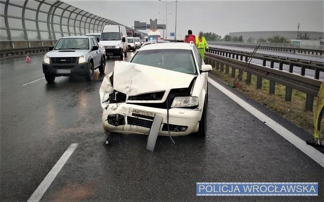 Karambol na Autostradowej Obwodnicy Wrocławia