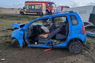 Łódzkie. Tragiczny wypadek w powiecie brzezińskim. Osobówka zderzyła się z dostawczakiem, nie żyje 85-latek