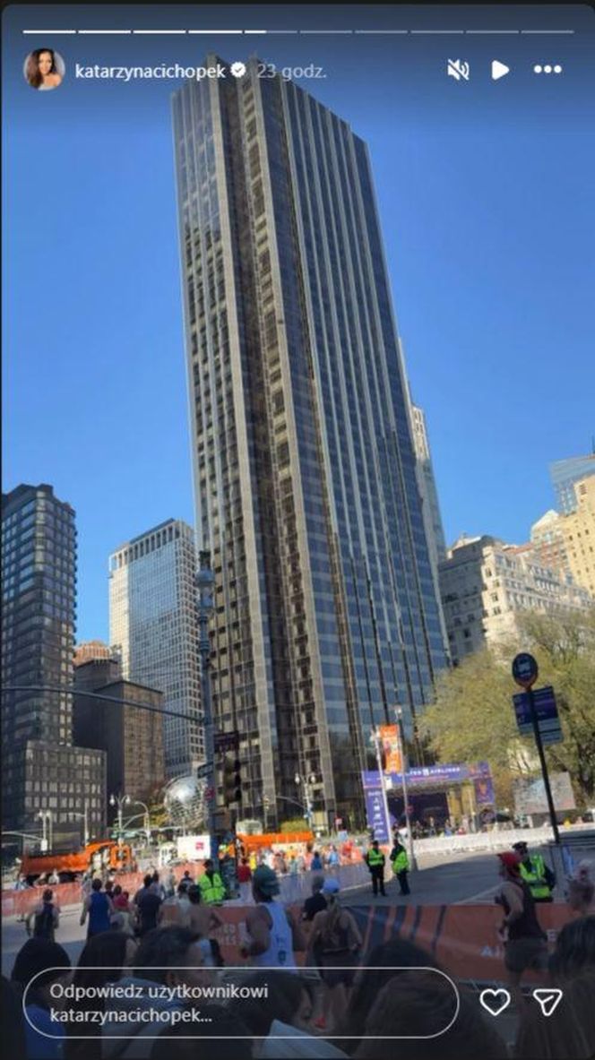 Katarzyna cichopek dopinguje męża na Maratonie Nowojorskim