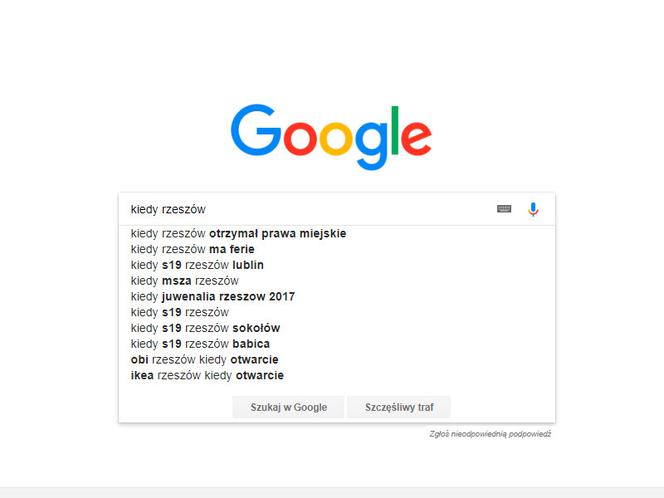 Rzeszów w Google