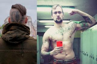 Rosyjski dziennikarz z nazistowskimi tatuażami. Relacjonuje wojnę na Ukrainie