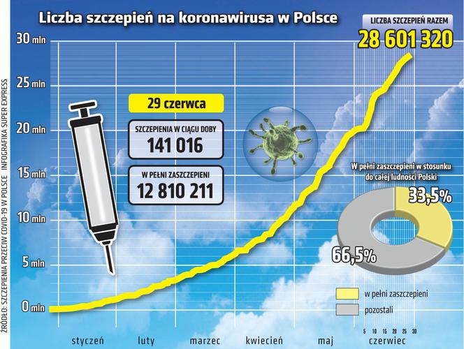 Koronawirus w Polsce: 123 zakażenia i 26 zgonów. Co z wariantem Delta? Sprawdź liczbę osób zaszczepionych [29.06.2021]