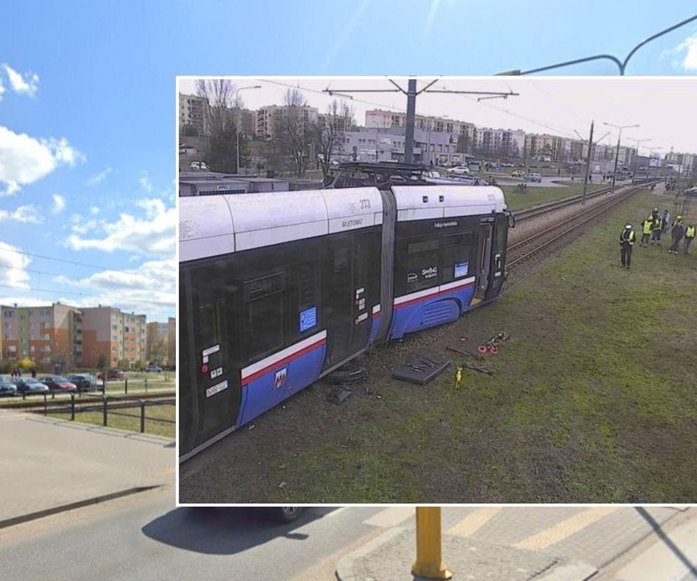 Wypadek drogowy w bydgoskim Fordonie. Tramwaj zderzył się z osobówką. Dwie osoby trafiły do szpitala