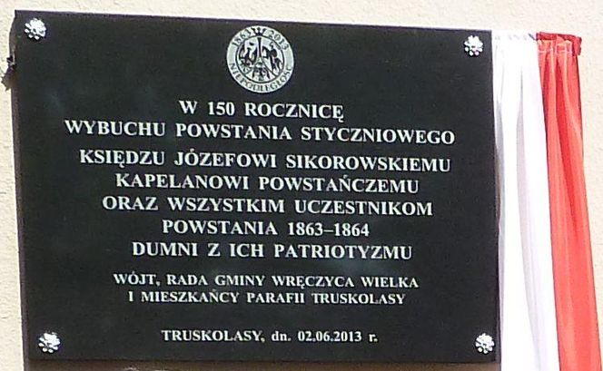 Tablica upamiętniająca uczestników powstania styczniowego