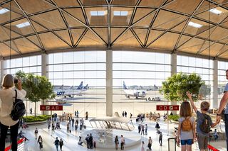 Wizualizacja lotniska CPK na podstawie projektu budowlanego z 2024 roku