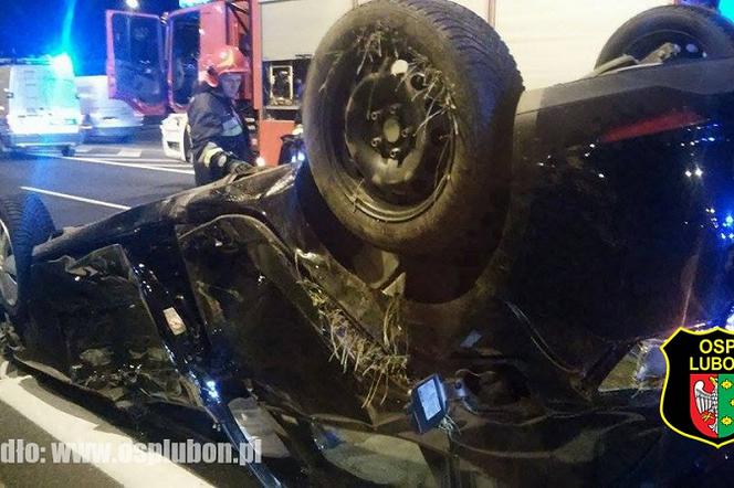 Nocny wypadek na autostradzie A2 na węźle Poznań - Luboń