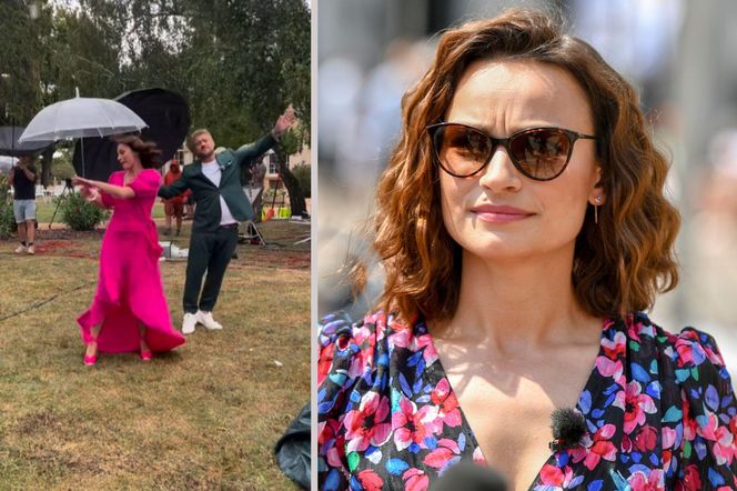 Ania Starmach tańczy w deszczu z Tomkiem Jakubiakiem