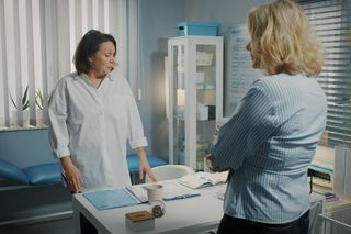 M jak miłość, odcinek 1851. Judyta (Paulina Chruściel), Marysia (Małgorzata Pieńkowska)