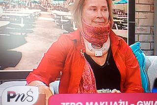 Małgorzata Potocka w kołnierzu ortopedycznym