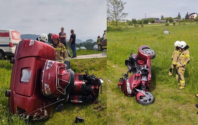 Ptaszkowa. Stracił panowanie nad hondą i wpadł do przydrożnego rowu. Motocyklista w szpitalu