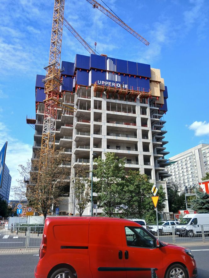 Wieżowiec Upper One w Warszawie w budowie