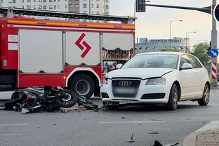 Wypadek na Mokotowie. Kierowca skutera trafił do szpitala 