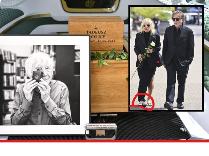 Monika Olejnik na pogrzebie Tadeusza Rolkego