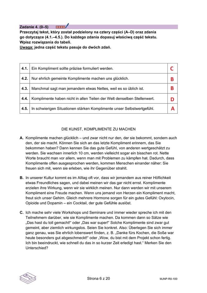Matura 2025 niemiecki rozszerzony - odpowiedzi do arkusza CKE 13.05.2025 - Formuła 2023