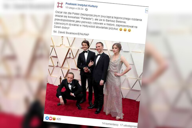 Słowiański przykuc Bartosza Bieleni na gali Oscarów 2020