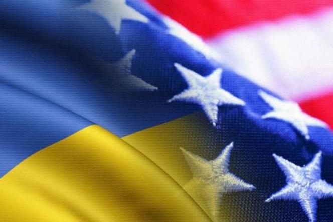 Flaga Ukrainy i USA
