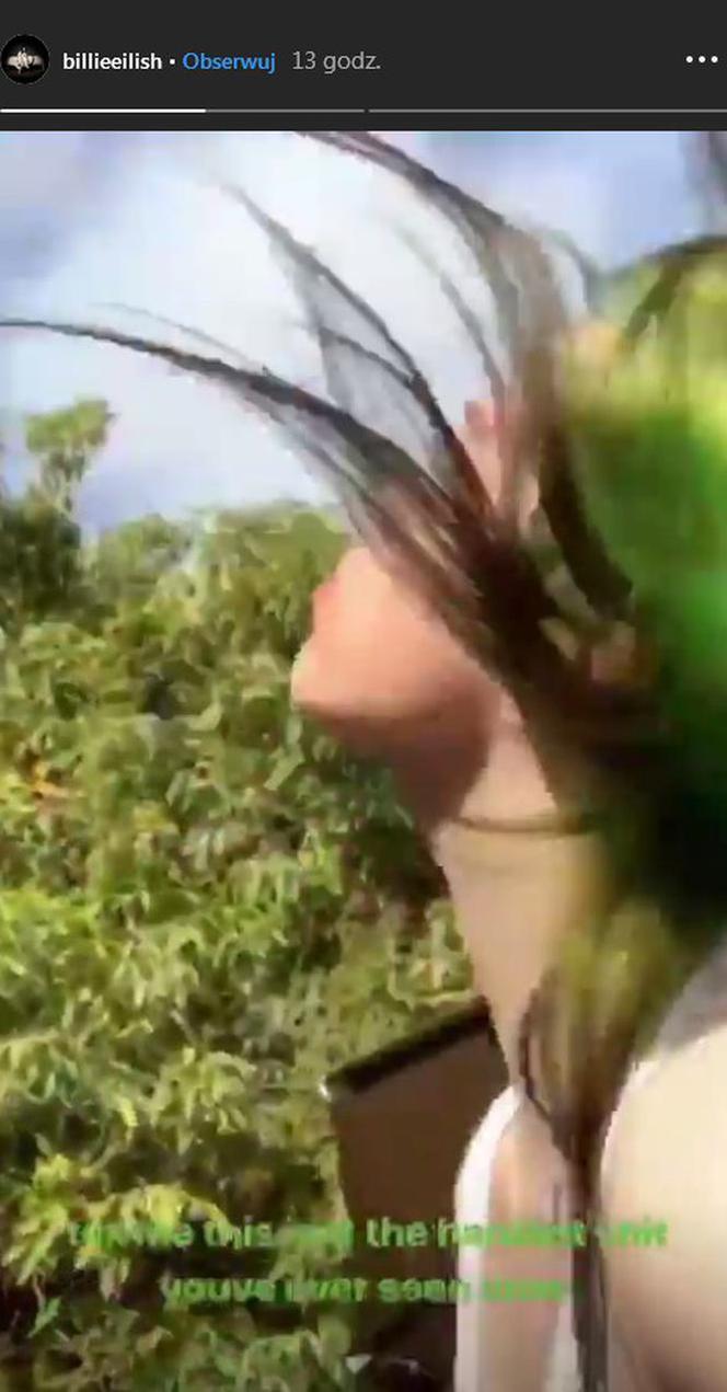 Billie Eilish w zielonych włosach
