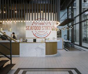 Seafood Station Restaurant & Oyster Bar w Warszawie projektu pracowni Sikora Wnętrza