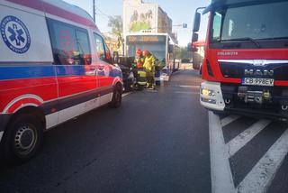 Wypadek na rondzie Jagiellonów w Bydgoszczy