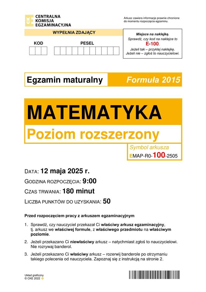 Matura 2025 - matematyka rozszerzona