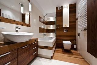 Projekt nowoczesnej łazienki w fornirze