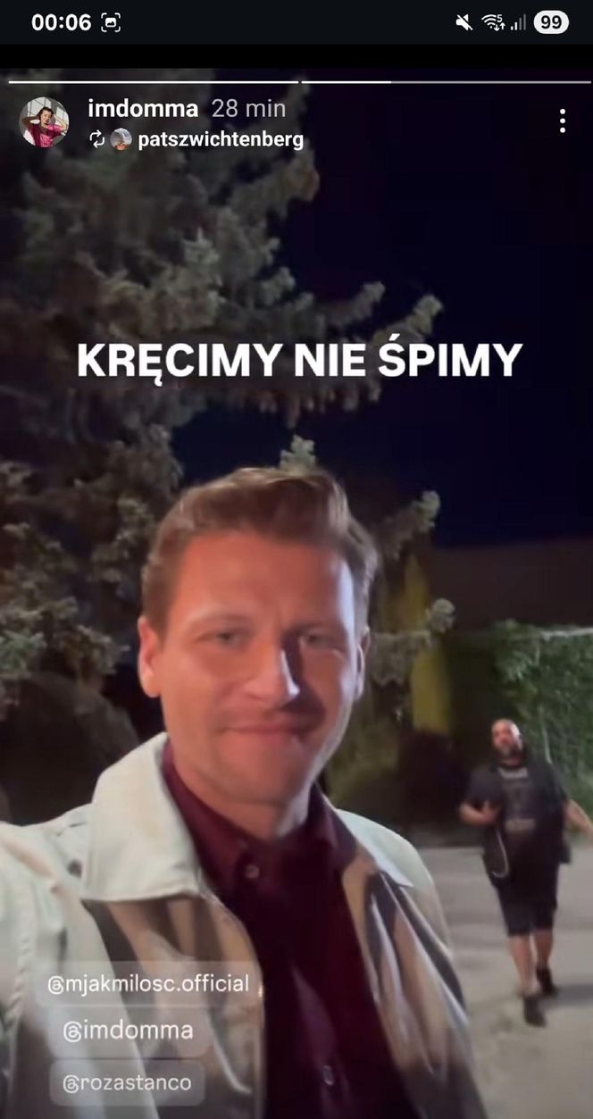 M jak miłość nowy sezon. Adam Karski (Patryk Szwichtenberg) na planie