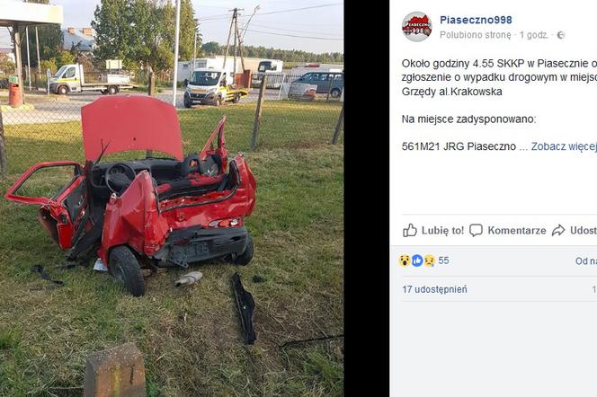 Wypadek miał miejsce w al. Krakowskiej w miejscowości Grzędy