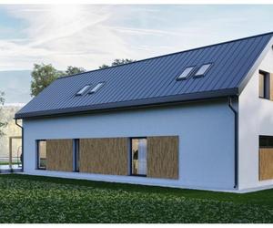 Dom mieszkalny jednorodzinny z poddaszem użytkowym zaprojektowany w technologii tradycyjnej, niskoenergetyczny, o powierzchni użytkowej 180 m²
