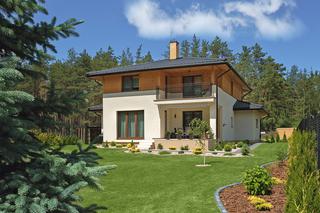Dom piętrowy z dachem kopertowym. Realizacja projektu Białe piaski - Murator M50