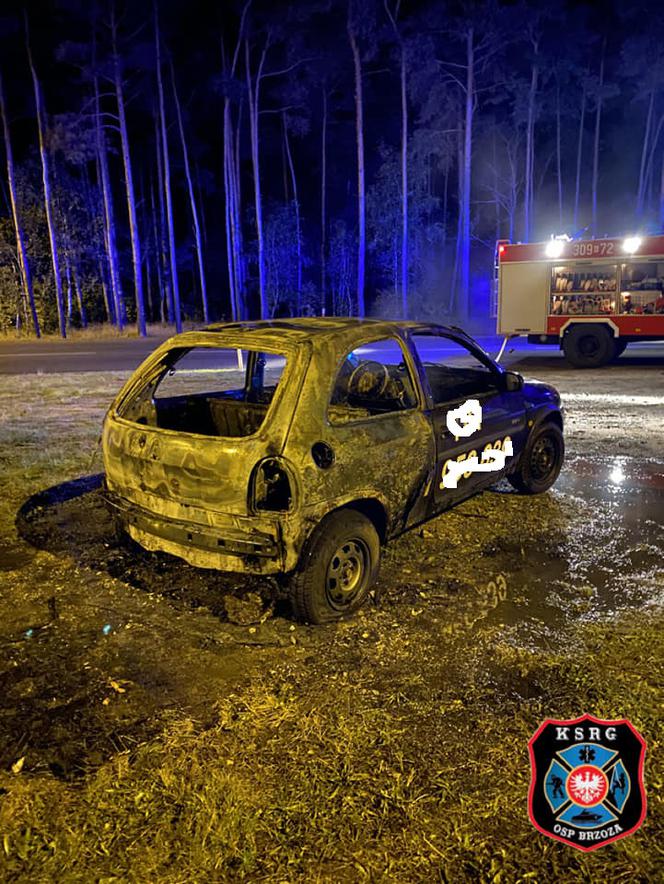 Nocna akcja strażaków przy węźle Bydgoszcz-Południe. Pożar samochodu!