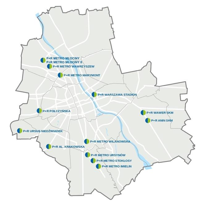 Warszawa - parkingi Park and Ride - Parkuj i Jedź