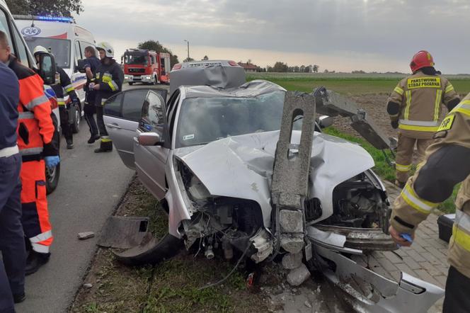 Kierowca BMW jechał ze SŁUPEM W MASCE! Niebezpieczne zdarzenie koło Torunia