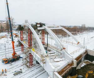 Budowa wiaduktu nad linia kolejową w Sosnowcu