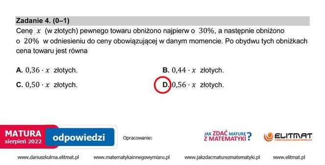 Matura 2022: matematyka, poprawka. Arkusz PDF	