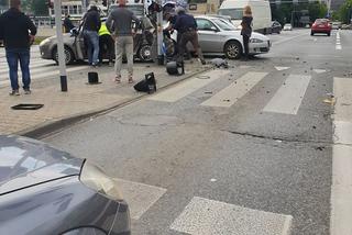 Dramatyczny wypadek w centrum Katowic. Radiowóz zderzył się z samochodem osobowym