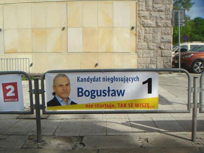 "Nie startuję, tak se wiszę". Kampania Pana Bogusława podbija internet! [ZDJĘCIA]