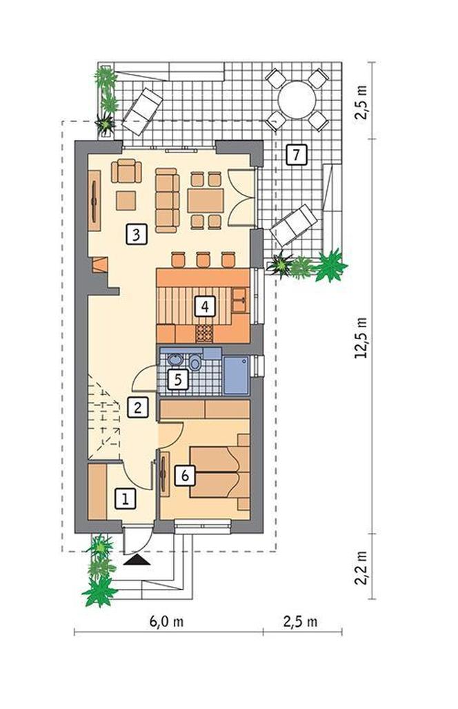 Projekt domu M225d Światła miasta - wariant IV z katalogu Muratora - plan parteru
