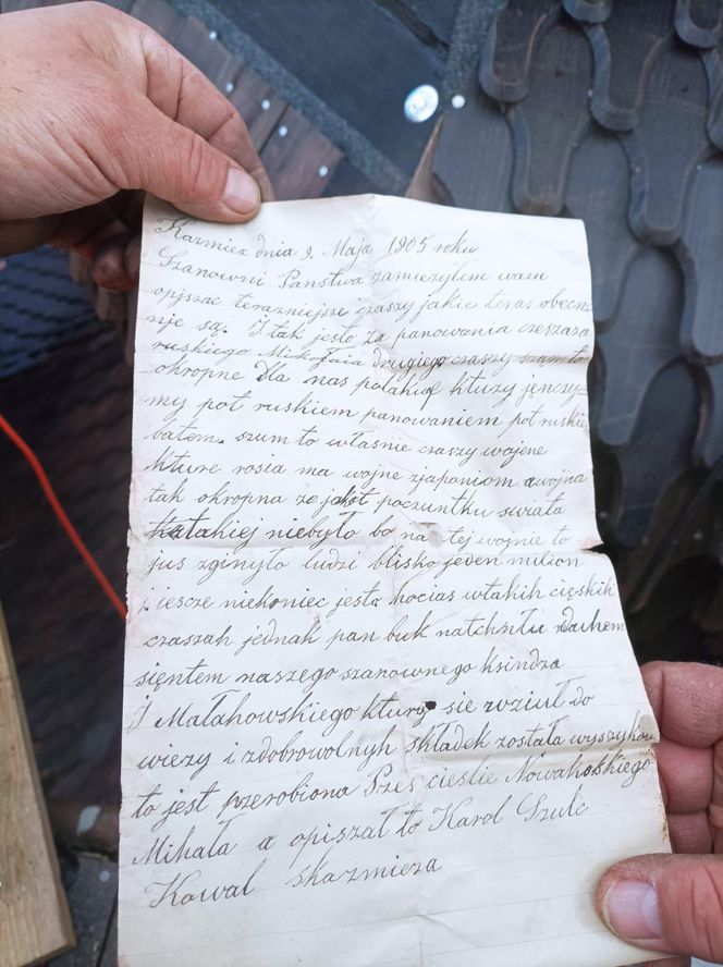 W Kazimierzu Biskupi, znaleziono list sprzed 120 lat