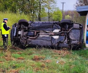 Kierowca mercedesa zderzył się z sarną i dachował