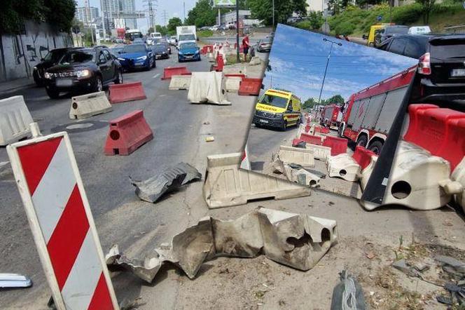 Barierki latały jak szalone! Kierująca w pewnym momencie zjechała z jezdni