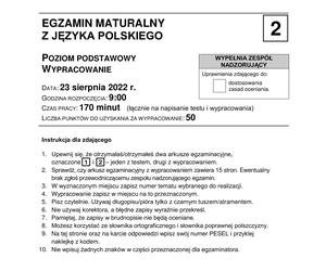 Matura poprawkowa 2022: Polski. Arkusz CKE, pytania, zadania, odpowiedzi [23.08]