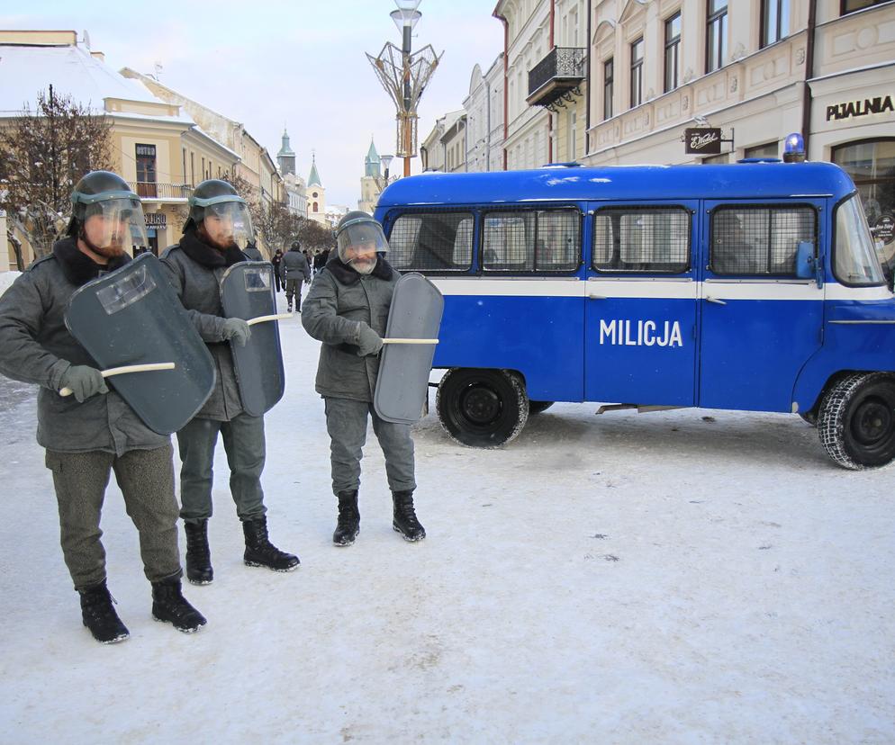 Funkcjonariusze ZOMO w centrum Lublina